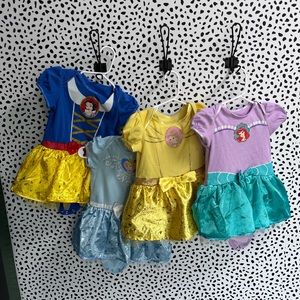 BUNDLE Disney Princess Onesie Bodysuit Dresses 12-18 months VGUC some wash wear